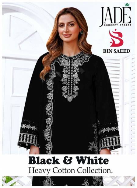 Bin Saeed Black And White By Jade Printed Lawn Cotton Pakistani Dress Material Wholesale Online

