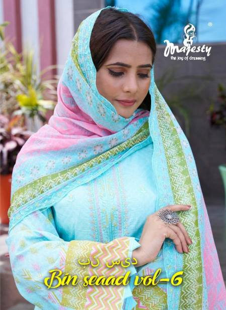 Bin Saeed Vol 6 By Majesty Lawn Cotton Pakistani Suits Wholesale Shop In Surat