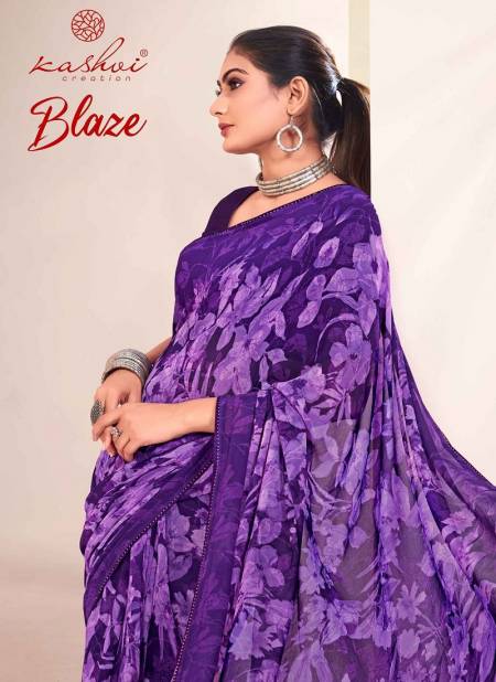 Blaze By Kashvi Swarovski Lace Pure Georgette Printed Sarees Wholesale Price In Surat
