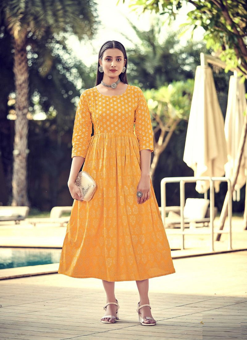 Bonie Agastha Rayon Printed Ethnic Wear Long Anarkali Kurti Collection