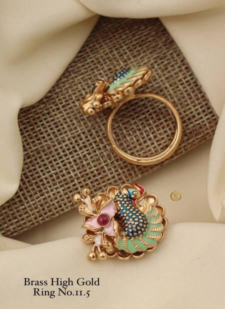 Brass High Gold Matte Ring Set 5 Wholesale Price In Surat
