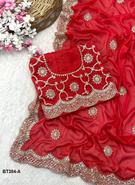 BT 384 Colours Embroidery Georgette Bridal Saree Wholesale Price In Surat