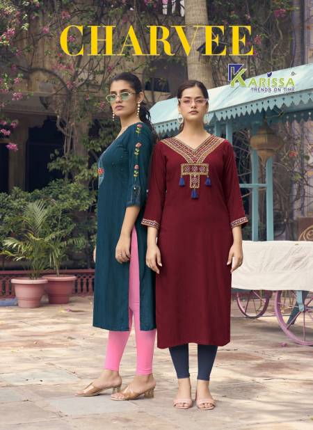 Charvee By Karissa Weaving Rayon Designer Kurtis Wholesalers In Delhi