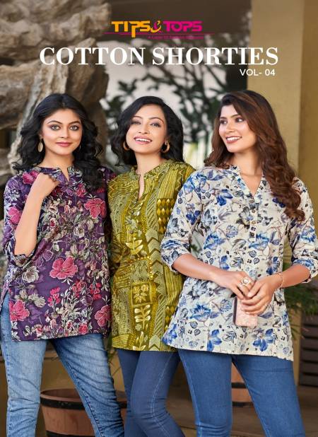 Cotton Shorties Vol 4 By Tips And Tops Cotton Printed Ladies Top Wholesale Shop In Surat