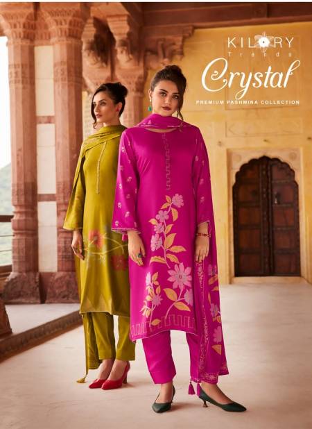 Crystal By Kilory Viscose Pashmina Digital Printed Suits Suppliers in india