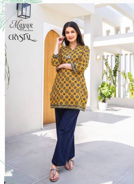 Crystal Vol 2 By Mayur Daily Wear Printed Cotton Tunic Ladies Top Wholesale Online

