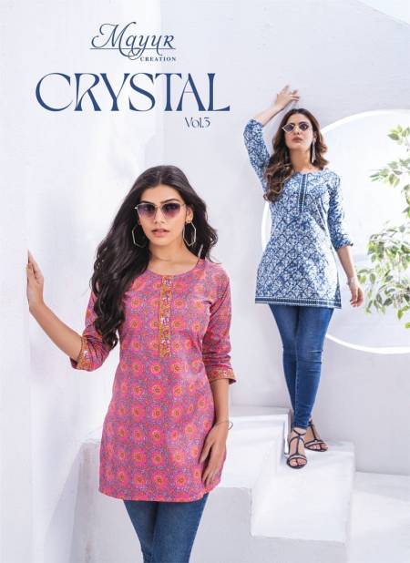 Crystal Vol 3 By Mayur Poplin Cotton Printed Ladies Top Wholesale Shop In Surat