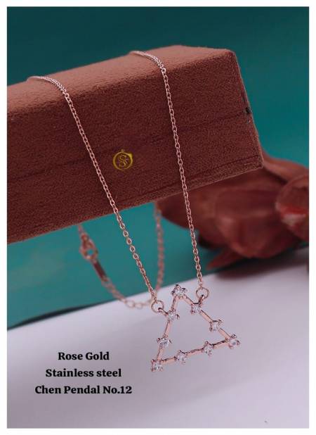 Daily Wear Rose Gold Stainless Steel Chain Pendal Wholesales Price In Surat
