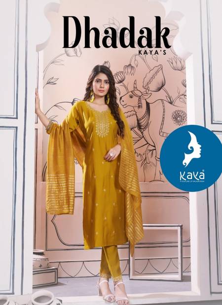 Dhadak By Kaya Roman Silk Straight Cut Kurti With Bottom Dupatta Wholesale Price In Surat