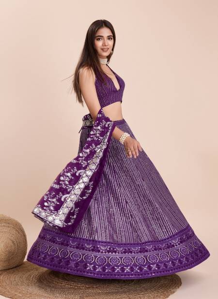 DZ 2234 Purple Faux Georgette Party Wear Lehenga Choli Wholesale Price In Surat