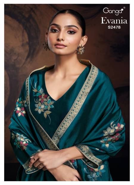 Evania 2478 By Ganga Premium Viscose Printed Dress Material Wholesale Shop In Surat