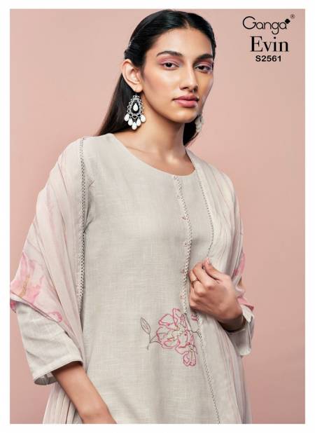 Evin 2561 Embroidery Cotton Linen Dress Material Wholesale Price In Surat
