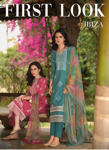 first look by ibiza digital printed cotton designer salwar suits wholesale shop in surat