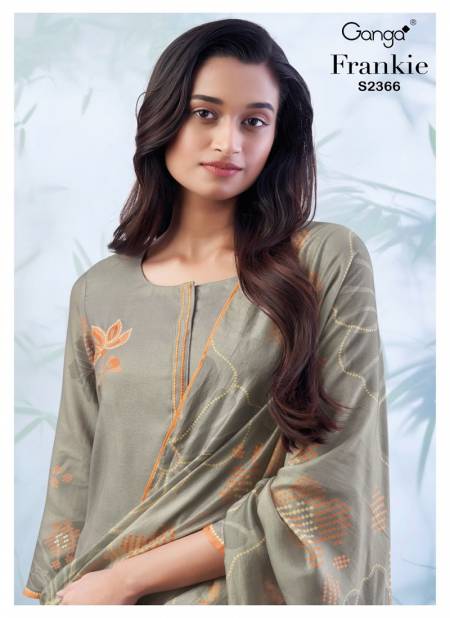 Frankie 2366 By Ganga Heavy Bemberg Silk Printed Dress Material Wholesale Market In Surat