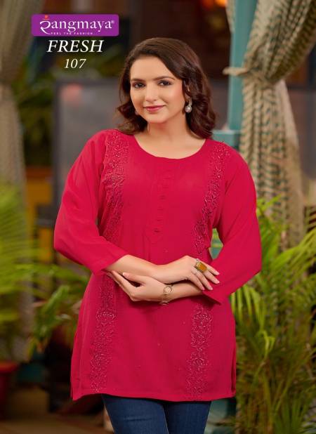 Fresh By Rangmaya Rayon Rinckle Western Ladies Tops Wholesale Online
