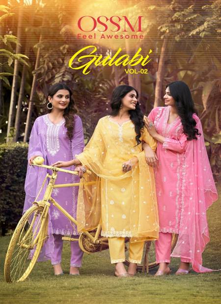 Gulabi Vol 02 By Ossm Pure Cotton Embroidery Kurti With Bottom Dupatta Wholesale Shop In Surat