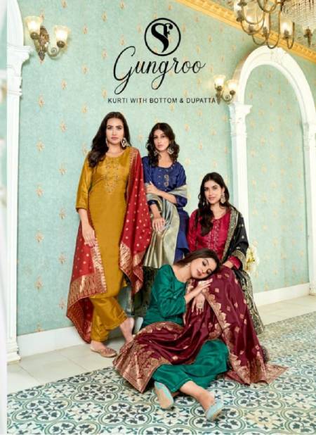 Gungroo By Sweety Chinon Silk Designer Kurti With Bottom Dupatta Wholesale Price In Surat