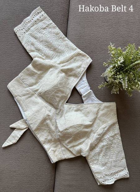 Hakoba Belt 4 By Ruhi Zara 4 Off White Pure Cotton Designer Blouse Orders In India
