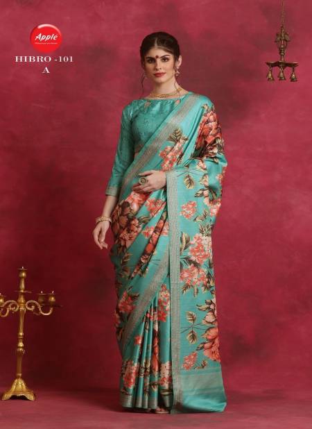 Hibro 101 By Apple Cotton Blend Flower Printed Sarees Wholesale Shop In Surat
