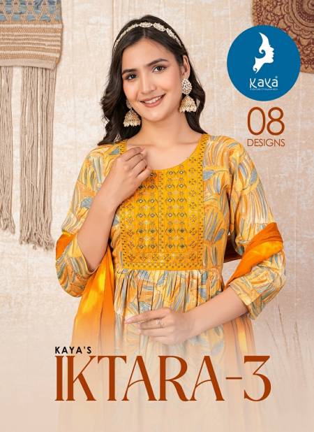 Iktara 3 By Kaya Rayon Printed Kurti With Bottom Dupatta Wholesale Price In Surat