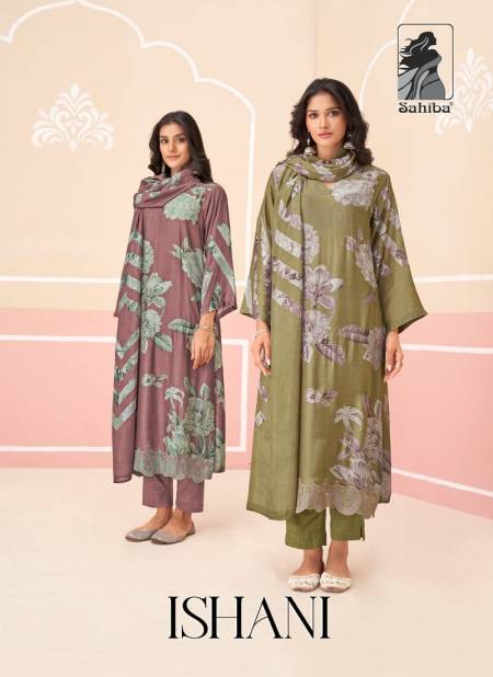 Ishani By Sahiba Muslin Silk Digital Printed Dress Material Wholesalers In Delhi