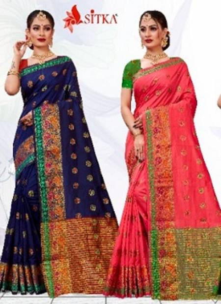 Jalsa 9185 Latest Fancy Heavy Designer Casual Wear Silk Cotton 	Sarees Collection
