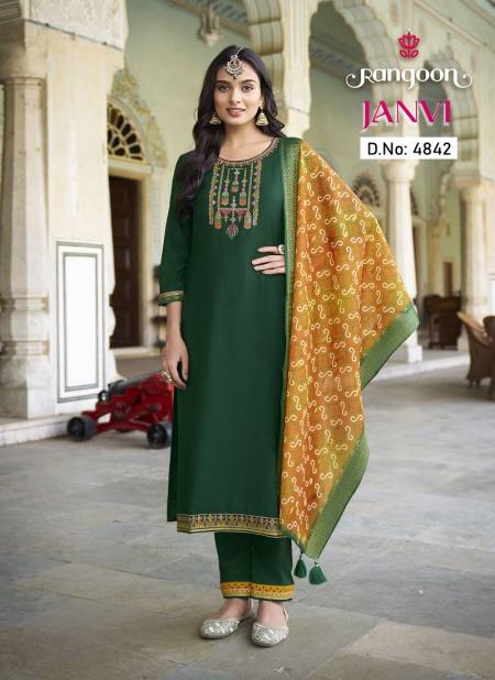 Janvi By Rangoon 4841 To 4844 Embroidery Designer Readymade Suits