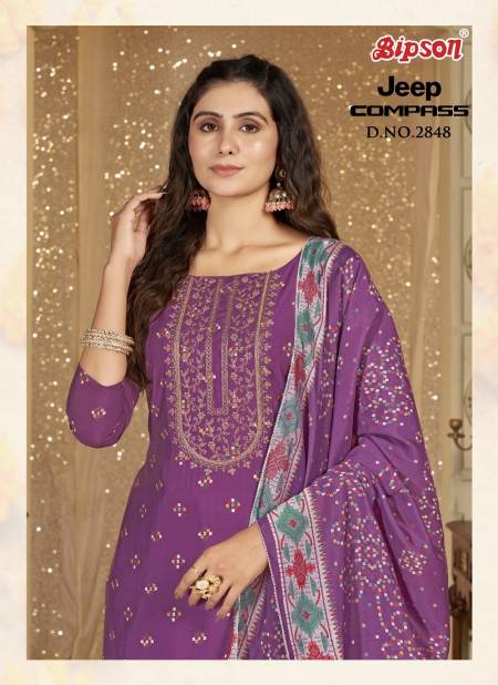 Jeep Compass 2848 By Bipson Printed Roman Silk Non Catalog Dress Material Wholesale Online
