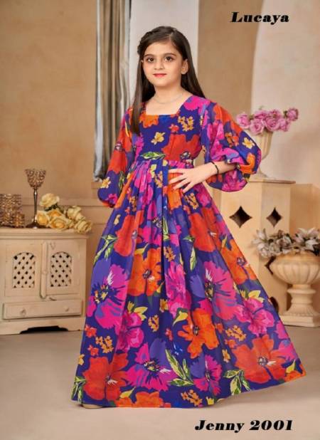 Jenny 2001 By Lucaya Kids Printed Girls Gown Wholesale Market In Surat
