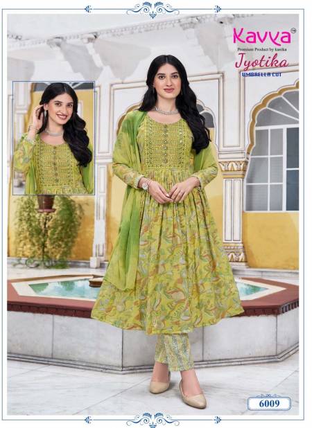 Jyotika Vol 6 By Kavya Capsule Foil Printed Embroidery Kurti With Bottom Dupatta Wholesalers In Mumbai
