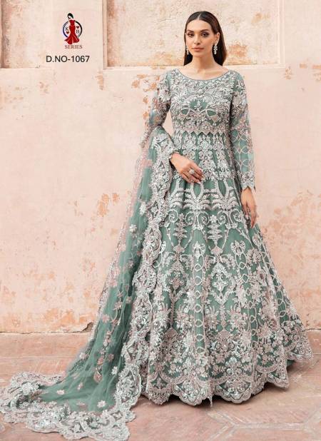 KB 1067 Sea Green Colour Heavy butterfly Net Bridal Anarkali Gown Suppliers In India