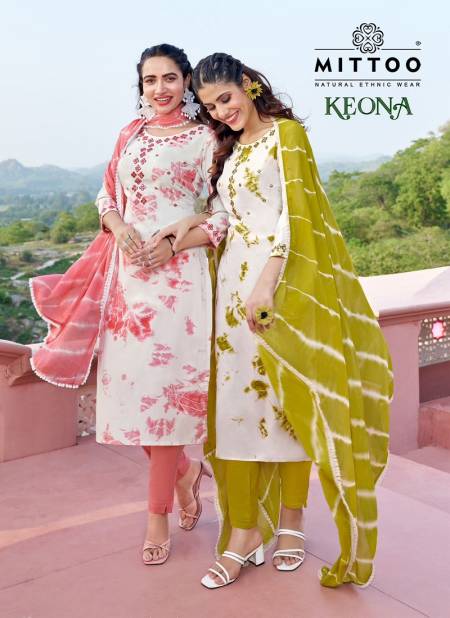 Keona By Mittoo Rayon Embroidery Kurti With Bottom Dupatta Wholesale Market In Surat
