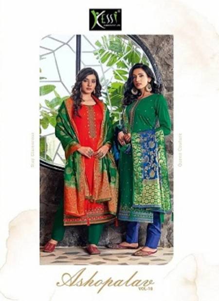 Kessi Asopalav 18  Latest fancy festive Wear Jam Silk with Embroidery Work Designer Dress Material Collection
