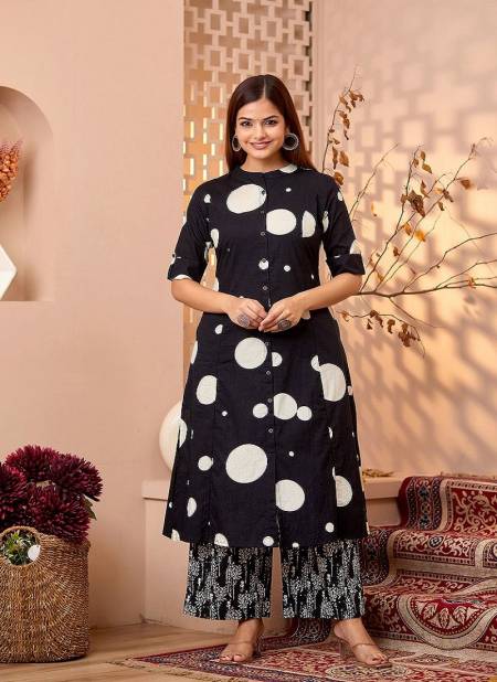 KF Kalaai Black And White Printed Kurti With Bottom Dupatta Wholesalers In Delhi
