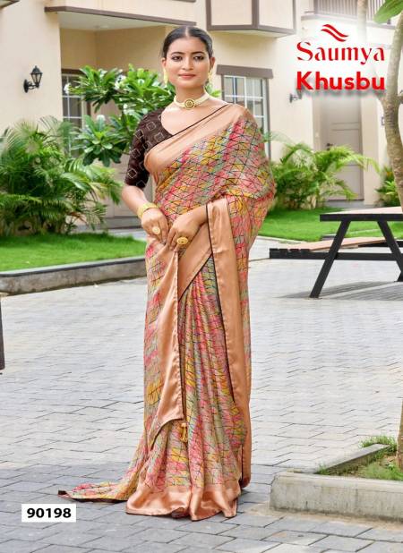 Khusbu By Saumya Moss Satin Printed Sarees Wholesale Shop In Surat