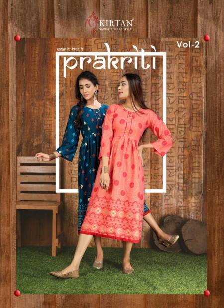 Kirtan Prakriti 2 Fancy Designer Ethnic Wear Heavy Rayon Printed Anarkali Kurtis Collection
