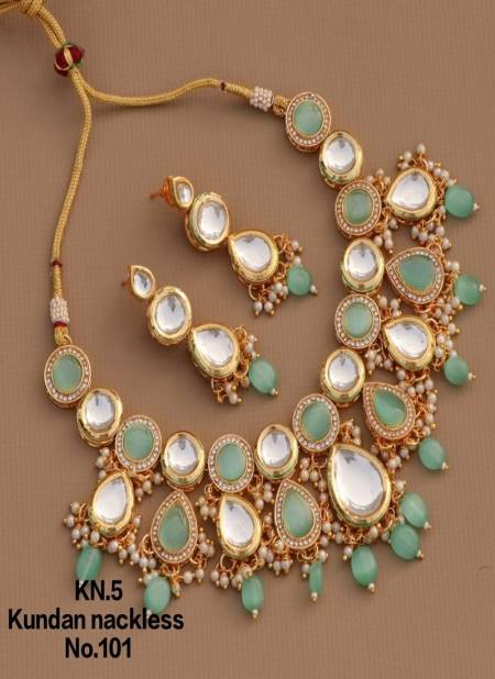KN5 Kundan Necklace Set Bridal Jewellery Wholesale Price In Surat
