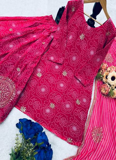Krishi Bandhani Printed Georgette Sharara Readymade Suits Wholesale Price In Surat
