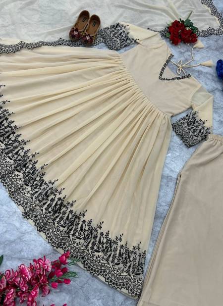 Krishi Designer Georgette Embroidery Kurti With Bottom Dupatta Wholesale Price In Surat