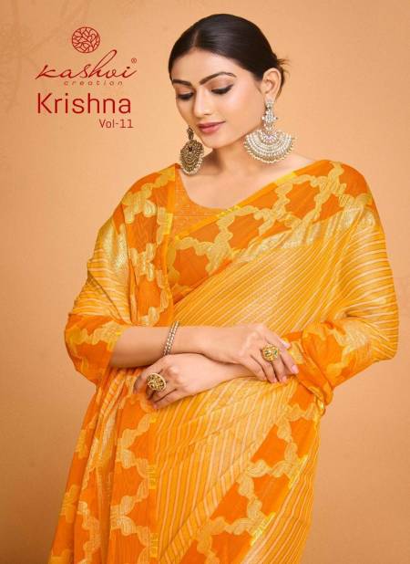 Krishna Vol 11 By Kashvi Printed Designer Chiffon Sarees Wholesale Clothing Suppliers In India