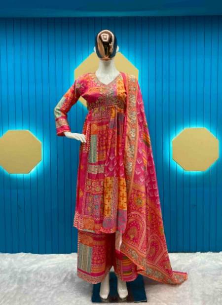 LG 1850 Chinon Printed Palazzo Readymade Suits Wholesale Price In Surat