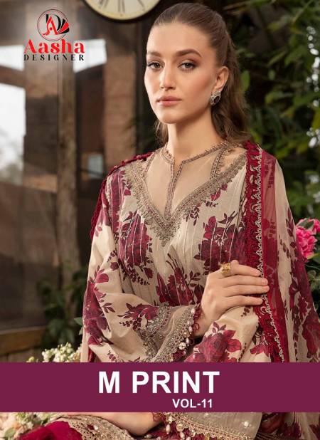 M Prints Vol 11 By Aasha Embroidery Pure Cotton Pakistani Suits Wholesale Price In Surat