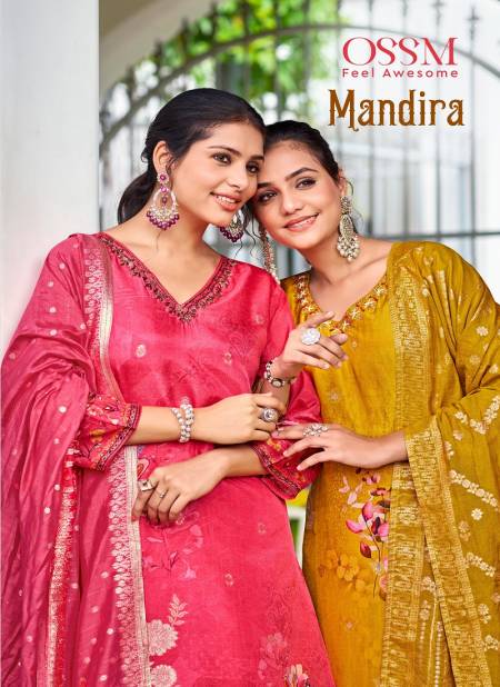 Mandira By Ossm Jacquard Digital Printed Kurti With Bottom Dupatta Wholesale Price In Surat
