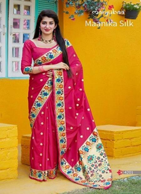 Manjubaa Maanika Latest Designer Pure Silk Casual Wear Printed Sarees Collection
