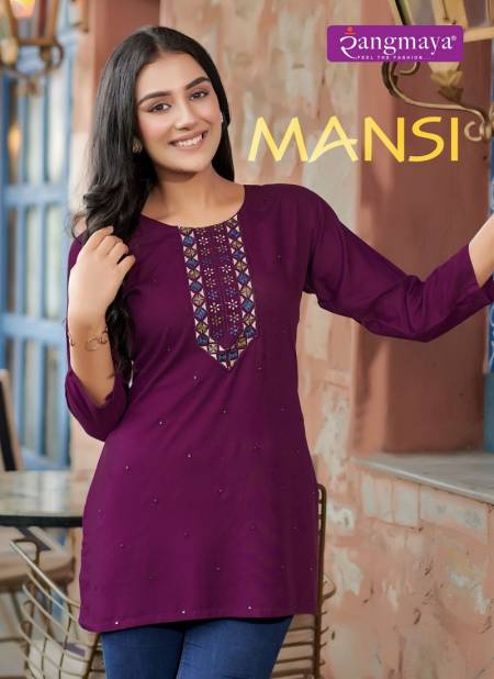 Mansi By Rangmaya Rayon Ladies Short Kurti Wholesale Shop In Surat