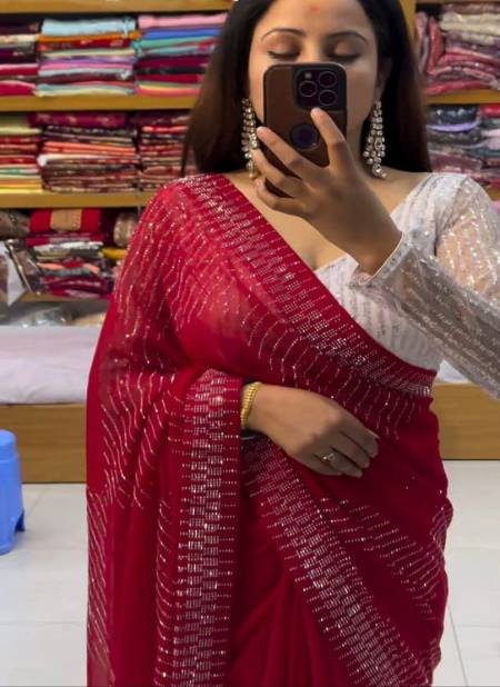 Meera Dhruvi Designer Georgette Party Wear Sarees Wholesale Shop In Surat