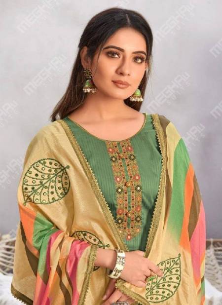 Meghali Mausam Latest Fancy Designer Casual Wear Jam Satin Embroidery Work Designer Dress Material Collection

