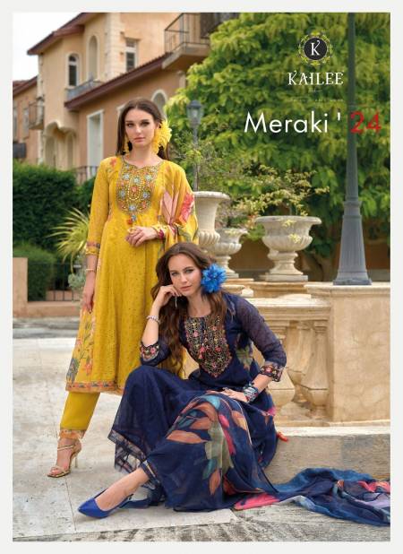 Meraki By Kailee Chiknakari Organza Anarkali Kurti With Bottom Dupatta Wholesale Price In Surat