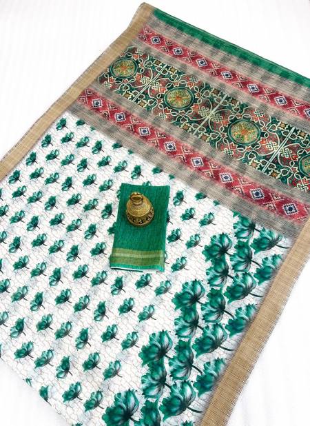MG 415 Flower Linen Digital Printed Sarees Wholesale Price In Surat