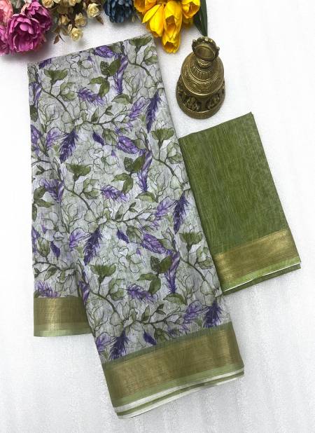 MG 420 Linen Daily Wear Printed Non Catalog Sarees Wholesale Price In Surat